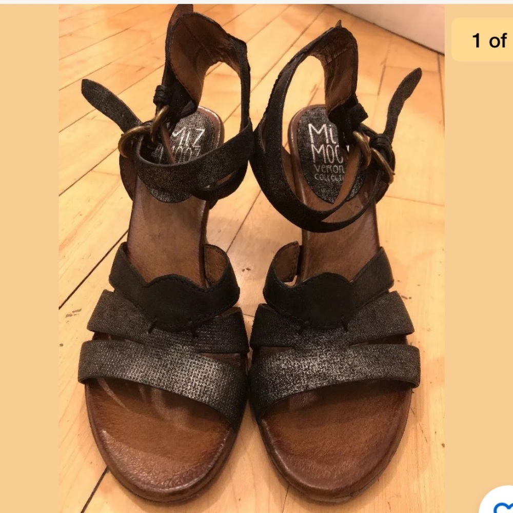 Miz Mooz Black Metallic Pumps Sz 39